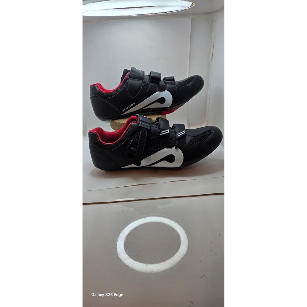 Peloton Cycling Shoes Mens 13 EU 47 Black Red Look Delta Cleats PLTN-01